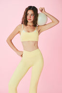 V-Cross Waist Flared Pants - Butter Glow