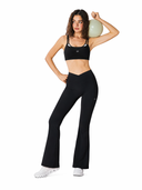V-Cross Waist Flared Pants - Black